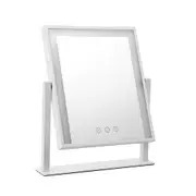 TOOLKISS Makeup Mirror 30x40cm Hollywood Vanity with LED Light – Adjustable Brightness & Color, 360° Rotation, Touch Control, Stable Base for Perfect Beauty Lighting White