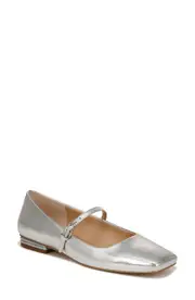 Franco Sarto Tinsley Square Toe Mary Jane Flat in Silver at Nordstrom, Size 7.5