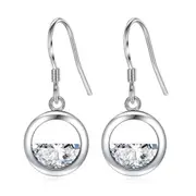2PCS Silver plating Earrings Jewelry Woman Fashion Retro Long Round Hollow Earrings