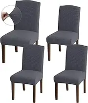 [Granbest] High Stretch Dining Chair Slipcovers, Universal Fit Jacquard Parson Dining Chair Covers, Removable Chair Protectors for Dining Room, Kitchen, Restaurant and Hotel (Set of 4, Grey)