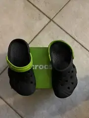 Crocs "Swiftwater" Iconic Comfort Clogs Black/Volt Green Kids Youth Size 11 m