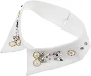 [DEARMAMY] Trendy Mesh Fake Collar for Men Decorative Shirt Collar Detachable Collar for Women White Faux Rhinestone Collar Extenders