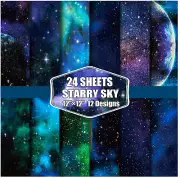 Galaxy Scrapbook Paper 12X12,24 Sheets Space Themed Mixture Colored Scrapbooking