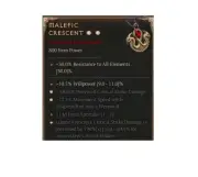Diablo 4 S8 Malefic Crescent 2GA 190% Unique Amulet Druid Equipment Item Gear