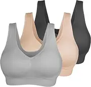 [Cabales] Women's 3-Pack Seamless Wireless Sports Bra with Removable Pads