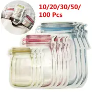 10-40x Stand Up Reusable Zip Lock PE Mason Jar Storage Bottles Bag Zipper