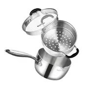 3.5 Quart Stainless Steel Saucepan with Steamer, Tri-Ply 3.5 QT with Steamer