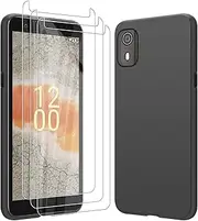 [Electro-weideworld] Case for Nokia C02 + [3 Pack] Screen Protector, Ultra Thin Shockproof Soft TPU Protective Case Cover for Nokia C02