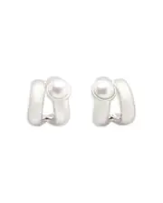 kate spade new york Keep Sparkling Imitation Pearl Double Huggie Hoop Earrings