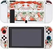Kiloluv Strawberry Rabbit Switch Protective Case Skin Cover Case, Soft TPU Cover Case Compatible with Nintendo Switch/OLED Model 2021 (for Switch 2017)