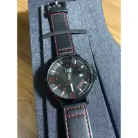 在飛比找蝦皮購物優惠-LEE-簡約酷黑夜光指針機械款皮帶手錶(黑紅)
