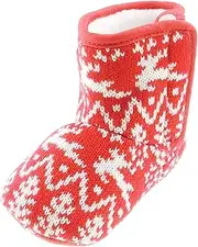 [Glamour Girlz] Baby Girls Boys Christmas Reindeer Red White Fair Isle Nordic Boot Booties Slippers