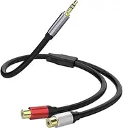 3.5mm to 2RCA Cable:Hi-Fi Sound RCA Auxiliary Stereo Audio Cord Gold Plated RCA Y Splitter 1/8 to RCA Connector Compatible for Tablet MP3 Computer Speaker (0.3M)