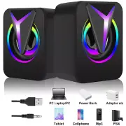 USB Wired Computer Speakers Colorful RGB LED Stereo 3.5mm For PC Laptop Desktop