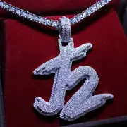 2.00 Ct D/VVS Moissanite Men's Custom Any Initial "J2" Letter Pendant 925 Silver