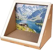 Generic Portable Cat Caves with 3D Frame and Scratching Surface for Pets, Landscape