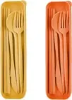 Wheat Straw Cutlery Portable Cutlery,2 Set Wheat Straw Travel Utensil Spoon