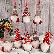 Christmas Gnomes Hanging Ornaments Set of 8, Swedish Gnome Handmade Plush Santa Elves Christmas Tree Hanging Decorations Holiday Xmas Decorations