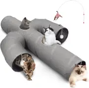 Cat Tunnel Large 12 Inch Diameter Sturdy Oxford Fabric Cat Tunnel Toy, Cactus Sh