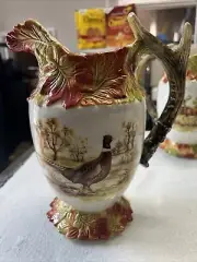 Vintage Kaldun & Bogle Deer Stag & Pheasant Pitcher New. One Of A Kind!! Unique