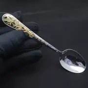 Solid S999 Fine Silver 999 Flower Fortune Healthy Table Soup Spoon 27-28g 5.1in