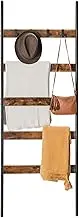 VASAGLE Blanket Ladder, 5-Tier Ladder Shelf, Wall-Leaning Rack, Steel, 25.6 Inch Wide, Scarves, Industrial Style, Rustic Brown and Black ULLS011B01