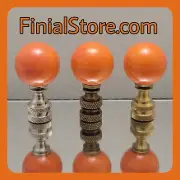 Orange Marbled Glass 1" Ball Lamp Finials Nickel/Polished/Antique Bases