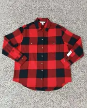 Old Navy Boyfriend Shirt Womens Small Red Buffalo Plaid Flannel Button Up