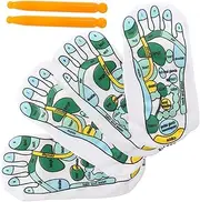 Ipetboom 2 Sets Reflexology Socks with Massage Stick Elastic Acupressure Foot Socks for Women Comfortable Design with Diagrams for Easy Use for Relaxation and present