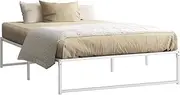 OIKITURE Metal Bed Frame with Under-Bed Storage Space, Double Size Platform Beds Base for Bedroom Home Decor, Bed Frame Home Furniture,192x139x35CM, White