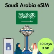 Saudi Arabia Prepaid Travel eSIM Card 3GB Data 5G & 4G Lte 30 Days