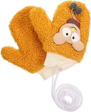 [BESTYASH] 1pair Boy Girl Plush Gloves Comfortable Warm Wool Mittens for Boys Girls Thickened Thermal for Daily Use for Cold Weather Outdoor Activities