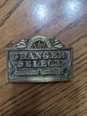 Vintage Granger Select Chewing Tobacco HEAVY Brass Buckle-NOS