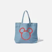 Disney Mickey Mouse Denim Canvas Tote Shoulder Bag New