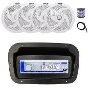 Dual Marine Receiver,Spa Bezel,Adapter, Antenna,Wire, 4x 6'' 240W White Speakers