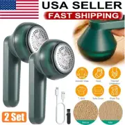 2 Set Electric Hairball Trimmer Fabric Shaver Portable USB Rechargeable Edger US
