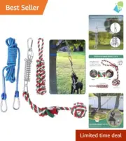 Interactive Bungee Tug Toy for Dogs - Spring Pole Kit & Chew Ropes Included