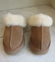 NIB UGG Disquette Brown Shearling Slippers Women's Size 7 EU 38