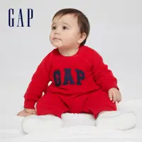 在飛比找蝦皮商城優惠-Gap 嬰兒裝 Logo仿羊羔絨長袖包屁衣-紅色(66553