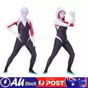 Adult Women Cosplay Spider-Man Into the Spider-Verse Gwen Stacy Costume Jumpsuit