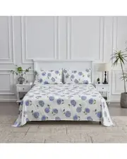 Mlange Home 400TC Sateen Cotton Hydrangea Hemstitch Sheet Set