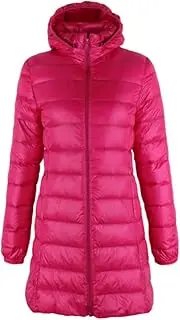 [Generic] Women's Long Warm Down Coat Ultra Light Down Overcoats Hat Detachable Warm Coats
