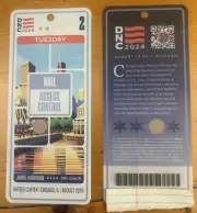 2024 DNC DEMOCRATIC NATIONAL CONVENTION TICKET/ CREDENTIAL! KAMALA HARRIS! DAY#2