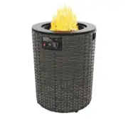 JOYSIDE Propane Gas Firepit Table 18.9" Outdoor Patio w/ Metal Tabletop Gray