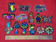 HIPPIE / PSYCHEDELIC / PEACE - 14 Vintage 1997 NOS Prismatic Vending Stickers