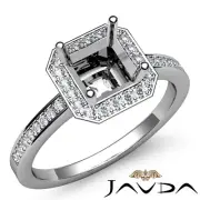 Halo 4 Prong Setting Asscher Shape Semi Mount Diamond Engagement Ring Gold 1Ctw.