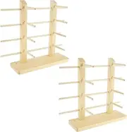 [GOKENA] 2Pcs Sunglasses Display Stand Wooden Sunglass Rack with Stable Base Natural Pine Wood Glasses Holder Sturdy Glasses Display Stand Tabletop Wooden Glasses Frame for Sunglasses Eyeglasses Home Store