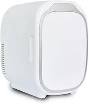 6L Mini Fridge Small Car Refrigerator Electric Reefer Food Heater Beverage Cooler Portable Beauty Fridge AC+DC Power Compatibility Compact Skincare Refrigerator For Bedroom, Office, Dorm, Car(Black,Ca