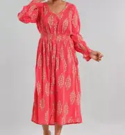 Jovie Button Front Dress Coral Size 2X MIDI New