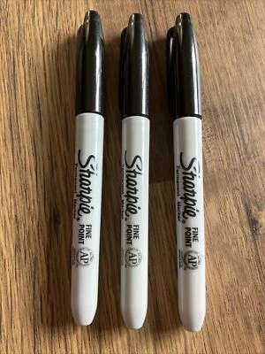 Sharpie Original Classic Fine Point Permanent, BLACK Bullet Tip( PKT 3 MARKERS)